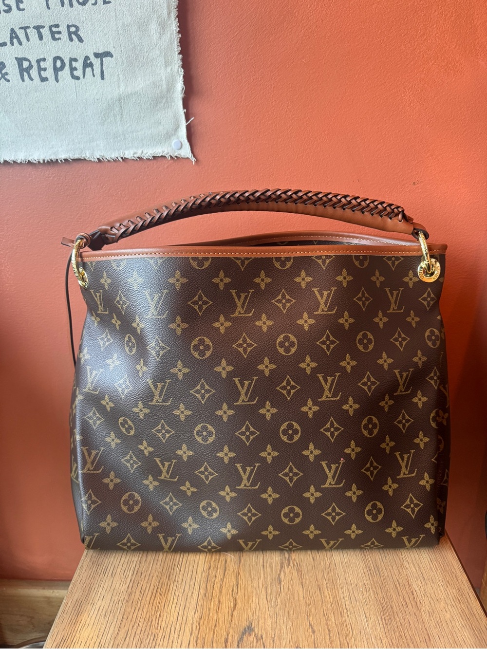 Louis Vuitton Monogram Canvas Shoulder Bag in Brown and Tan - Picture 3 of 10